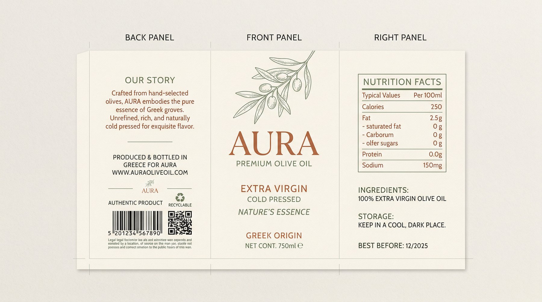 Etykieta produktu — front, back i right panel